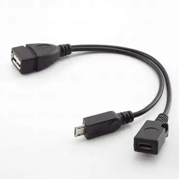 2 в 1 Micro USB OTG кабель Host Power Y Splitter USB Мужской Женский Адаптер соединительный кабель к Mirco 5 Контактный USB Порт OTG Зарядка B4