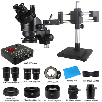 3.5X-90X Тринокулярный Стереомикроскоп 38MP 2K HDMI USB Цифровой Микроскоп Камера Двойная Подставка Для Телефона Ремонт Пайки печатных Плат