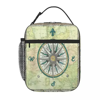 Aqua Maritime Compass Debbie Dewitt Сумка для ланча Kawaii Bag Сумки для ланча Детские сумки для ланча