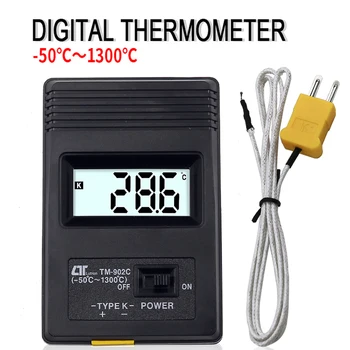 TM-902C Черный K Тип Цифровой ЖК-датчик температуры Термометр Промышленный Термодетекторный измеритель + Датчик термопары