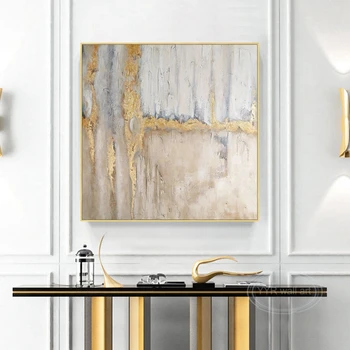 Абстрактный плакат в стиле арт-деко из золотой фольги, холст ручной работы, картина маслом, Настенная диаграмма для гостиной, спальни, прохода, Скандинавская домашняя фреска без рамки