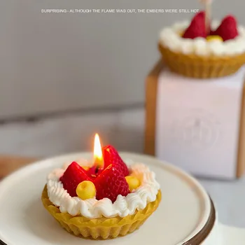 Ароматическая свеча для клубничного десерта в подарочной коробке с ароматом Бездымного соевого воска, Орнамент, Подарки, Креативное Рождественское украшение