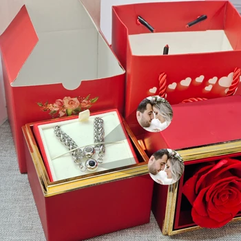 Браслет в виде вечной розы, изготовленный на заказ, фото-браслет из нержавеющей стали, Персонализированные украшения, подарок на День Святого Валентина для жены