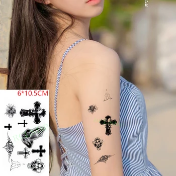 Водонепроницаемая временная татуировка Sticke Молитвенный крест christian Body ins Art flash tattoo поддельная татуировка для женщин Мужчин