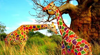 Домашний декор Дикое животное Жираф 1-Шелковый Художественный плакат, Наклейка на стену, подарок для украшения