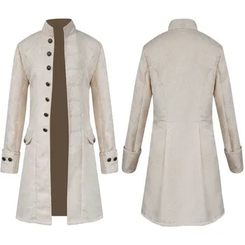 Зимний тренч, мужская теплая куртка, куртка в стиле стимпанк, вышитый Викторианский фрак, пуговицы, верхняя одежда, костюм на Хэллоуин