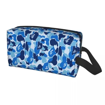Изготовленная на Заказ Камуфляжная сумка для туалетных принадлежностей Женская Синяя Косметичка-Органайзер для макияжа Женская сумка для хранения косметики Dopp Kit Case