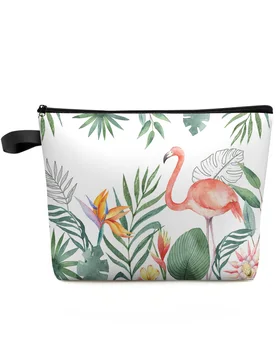 ИНС стиль тропические растения фламинго косметика сумка путешествия основы женщин косметички туалет органайзер для хранения пенал