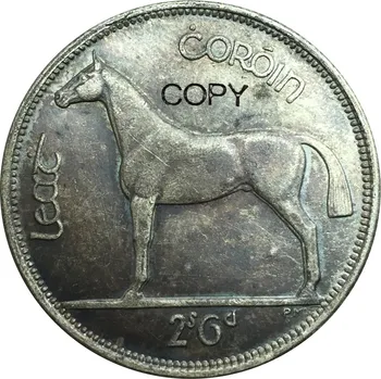 Ирландия 1928 Saorstat Eireann Лошадь И Ценность Свободного Штата Перси Меткалф 1/2 Кроны 6 Пиньин Латунная Посеребренная Копировальная Монета