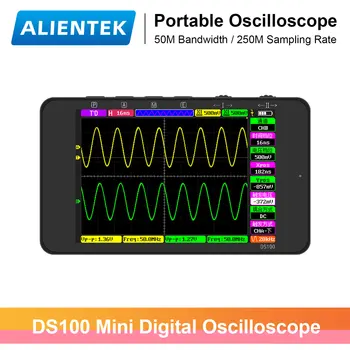 Мини Цифровой Ручной Осциллограф ALIENTEK DS100 с полосой пропускания 50 МГц, Двухканальные Многофункциональные Инструменты для тестирования электронных компонентов