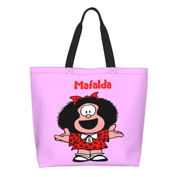 Модная Печать Классический Комикс Mafalda Tote Сумки Для Покупок Прочный Холст Плечо Шоппер Quino Мультяшная Сумка