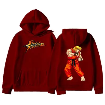 Мужская толстовка Street Fighter с принтом из аниме-игр, повседневная осенне-зимняя толстовка с длинными рукавами, уличная одежда с двусторонним принтом