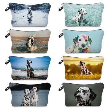 Набор Туалетных принадлежностей с принтом Далматинской Собаки для путешествий на пляже, Мини-Косметичка-Органайзер, Модная Женская Складная Косметичка для женщин