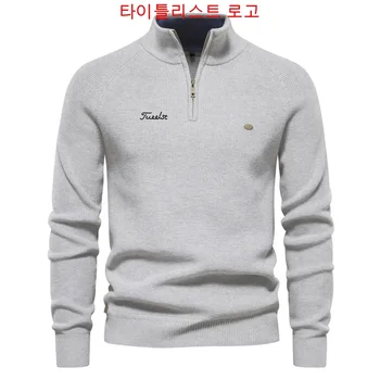 Название бренда: Мужской свитер для гольфа, новый Роскошный повседневный пуловер с длинным рукавом и круглым вырезом, модный бренд, вязаный свитер, куртка