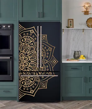 Наклейка на холодильник с богемной Мандалой, водонепроницаемые виниловые Самоклеящиеся наклейки на дверцу холодильника в этническом стиле с цветочным рисунком, обои