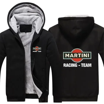 Новая зимняя мужская куртка с принтом Martini Racing, утепленная куртка с капюшоном на молнии, толстовка, верхняя одежда, теплое пальто, мужская повседневная одежда