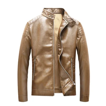 Новая мужская куртка из искусственной кожи Корейская версия модной мужской мотоциклетной кожаной куртки со стоячим воротником