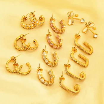 Новые Роскошные Серьги с бриллиантами из нержавеющей стали 18 Карат Для женщин, Нишевые Аксессуары для ушей с индивидуальным дизайном