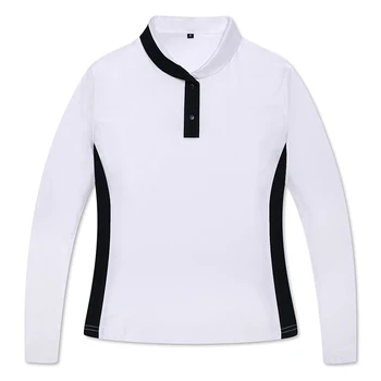 Осенняя новая женская спортивная рубашка для гольфа на открытом воздухе, модная быстросохнущая рубашка ПОЛО, Дышащая футболка контрастного цвета с длинным рукавом, топ