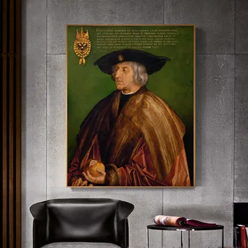 Портрет императора Максимилиана I Картина маслом Дюрер Настенное искусство Печать на холсте Плакат Королевская картина для гостиной Домашний декор Куадрос