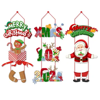 Рождественское украшение, Веселого Рождества, Подвешивание к двери, Украшение стен, Принадлежности для Рождественской вечеринки, Подвешивание Санта-Клауса На Новый 2024 год