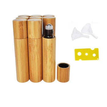 стеклянные бутылочки для эфирных масел в бамбуковой оболочке объемом 12шт 10 мл с шариками-роликами из нержавеющей стали, контейнер для роллеров