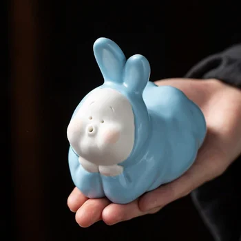 ТАНГПИН Прекрасный Кролик Керамический Чайный Питомец Голубой Кролик