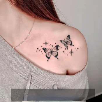 Татуировки с травяным соком, водонепроницаемая долговременная поддельная татуировка для женской татуировки на руке, сексуальные временные татуировки в виде бабочки, художественная наклейка с татуировкой